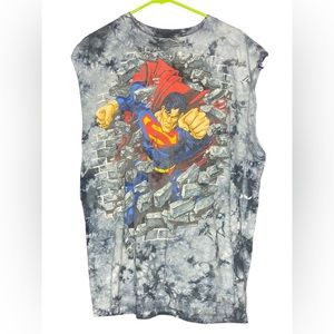 Vintage 1997 Superman Tye Dye Front Print Tee Shirt